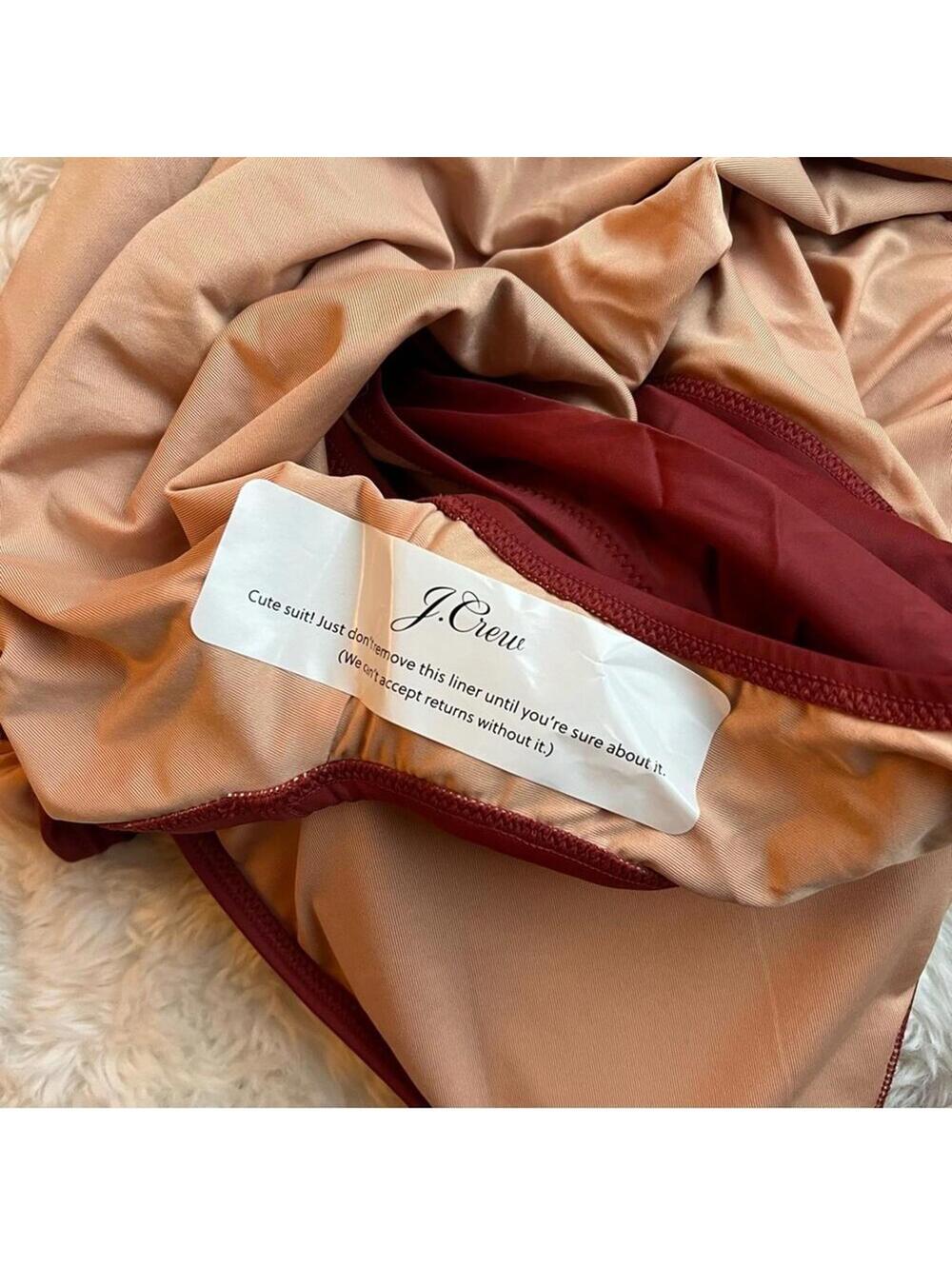🆕 J. Crew Sexy V One Piece Red Brown Clay Swimsuit Plus 22 NEW NWT Blogger - Picture 6 of 15